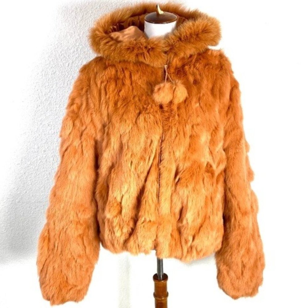 CHE-BELLA genuine RABBIT FUR zip up jacket